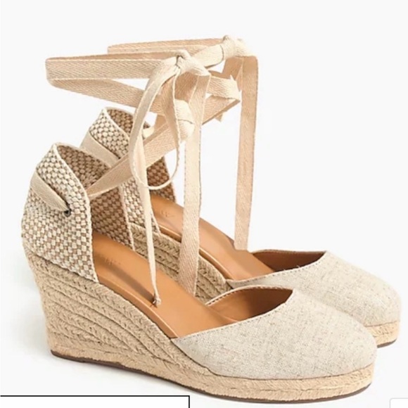 🍦J.CREW Ivory Metallic Linen and Jute Wedge Heel Espadrilles - Picture 8 of 8